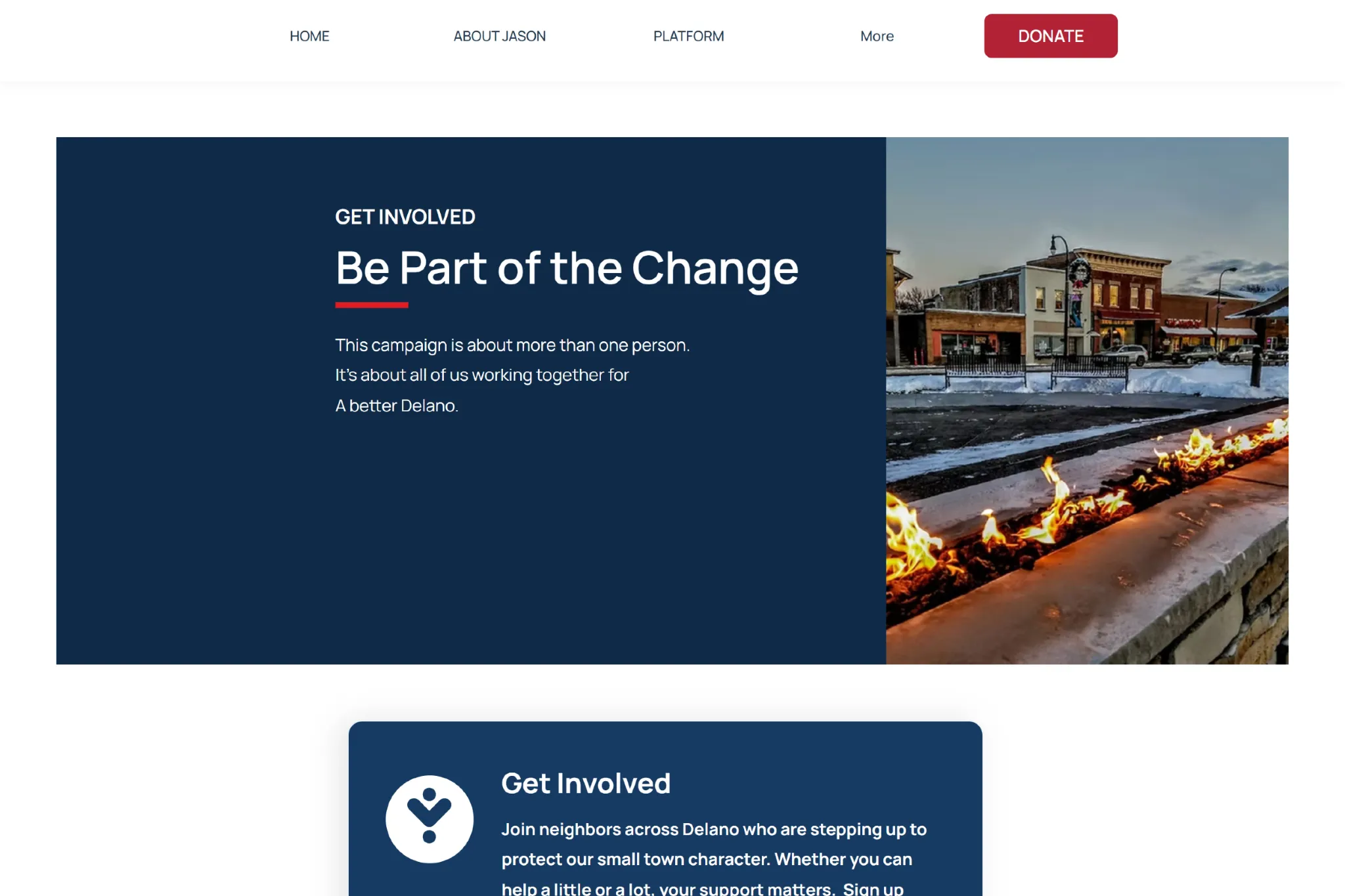 Jason Franzen campaign website get involved page hero.