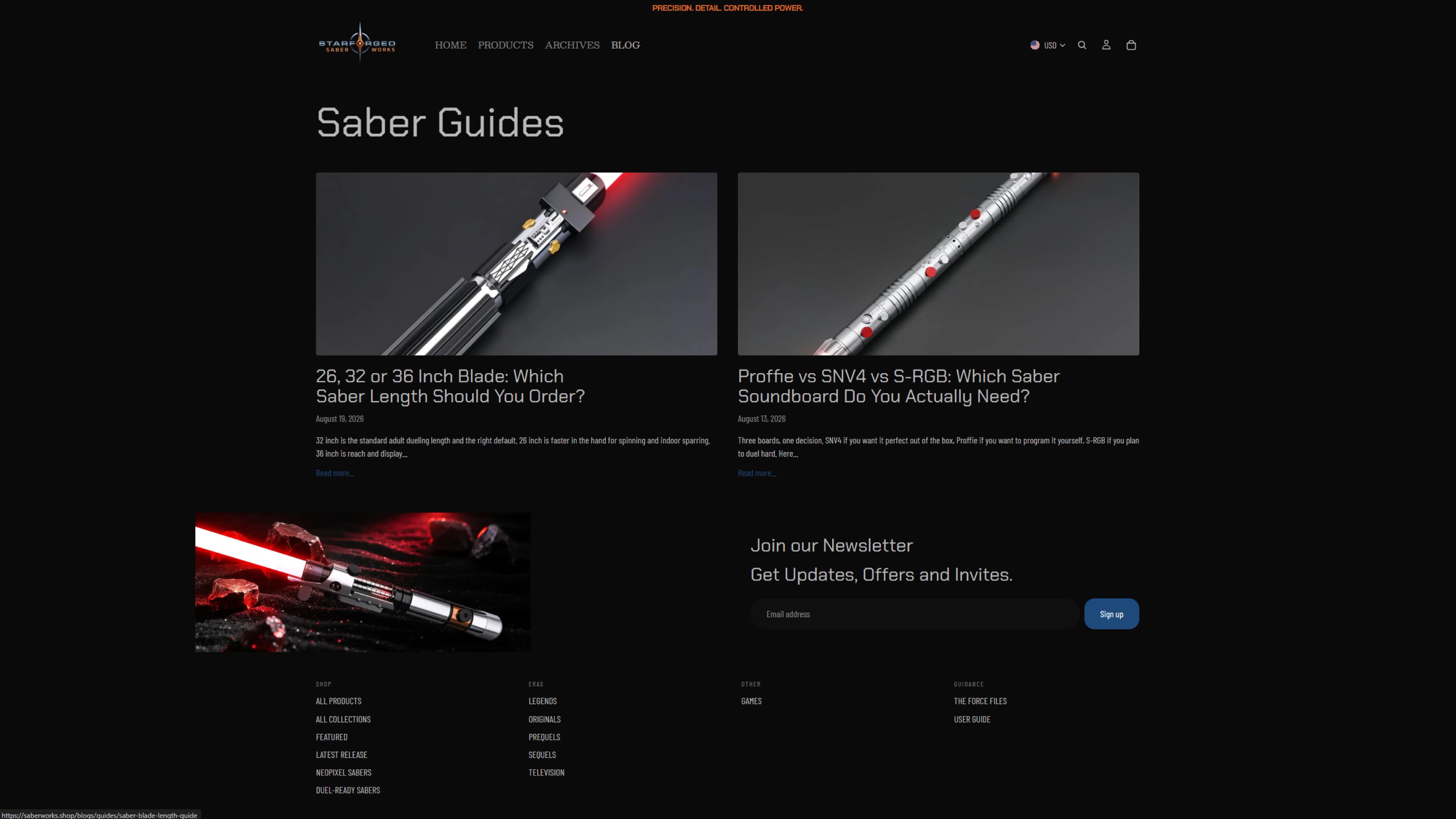 StarForged Saber Works blog index.