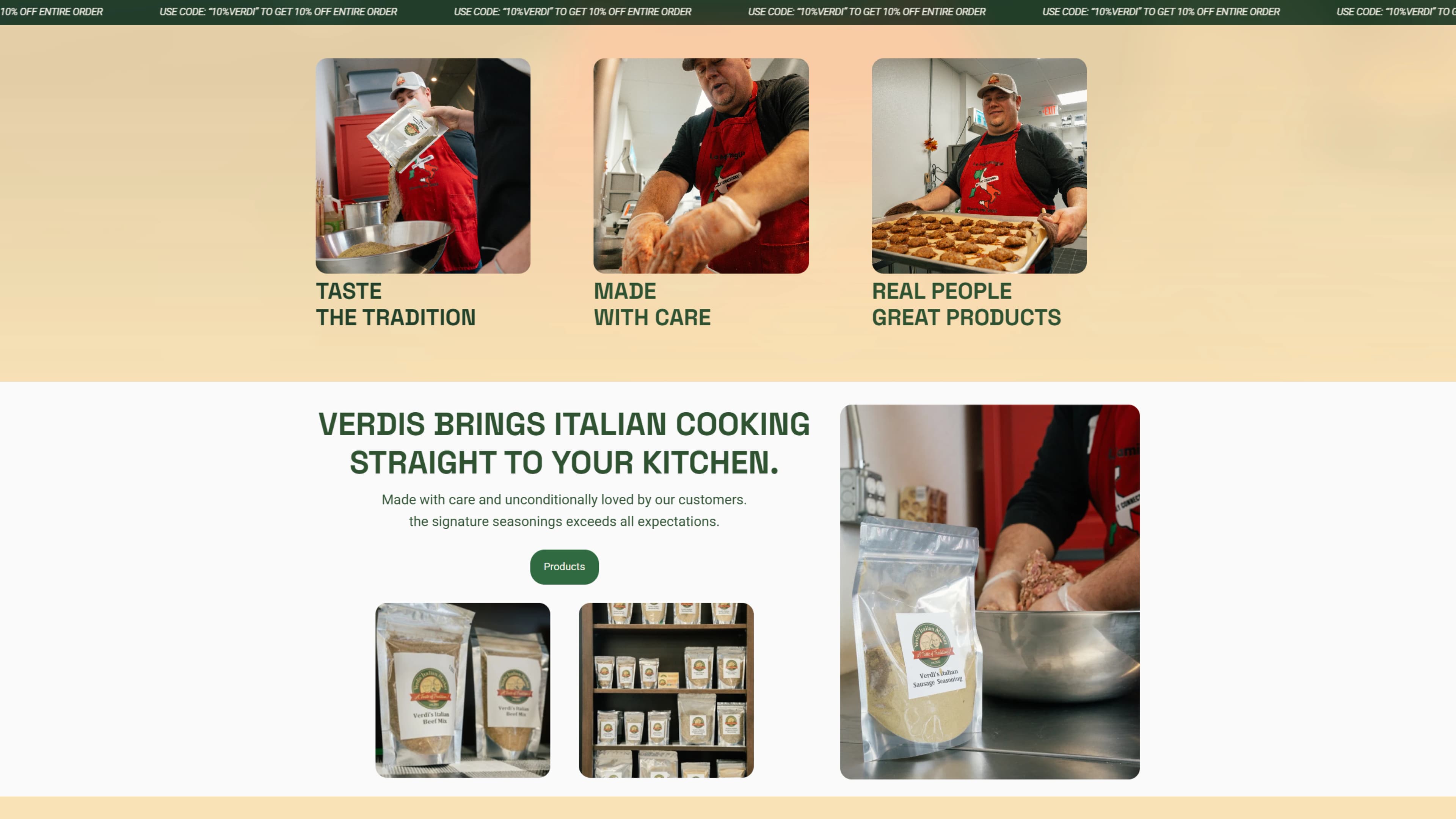 Verdi's Italian Market website homepage overview.